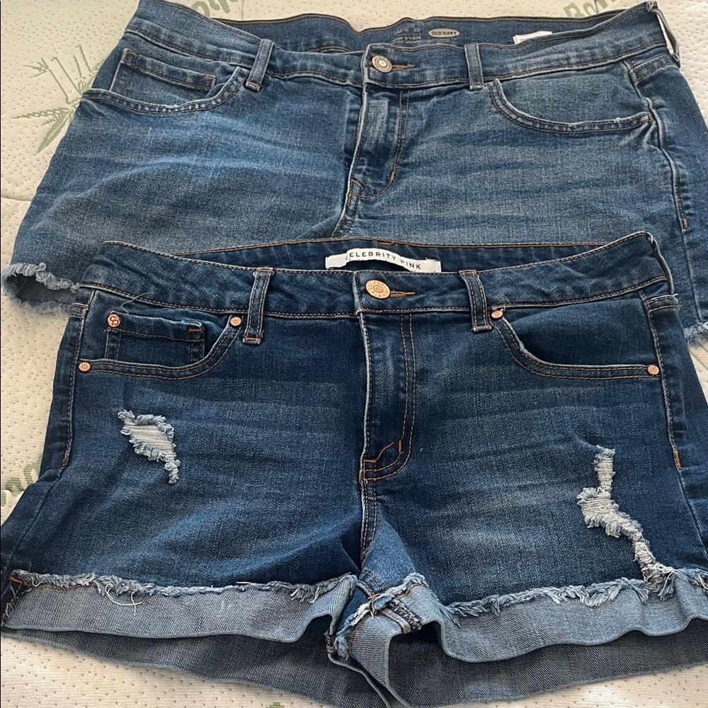 Celebrity Pink Dark Blue Distressed Roll-Hem and Old Navy Denim Shorts